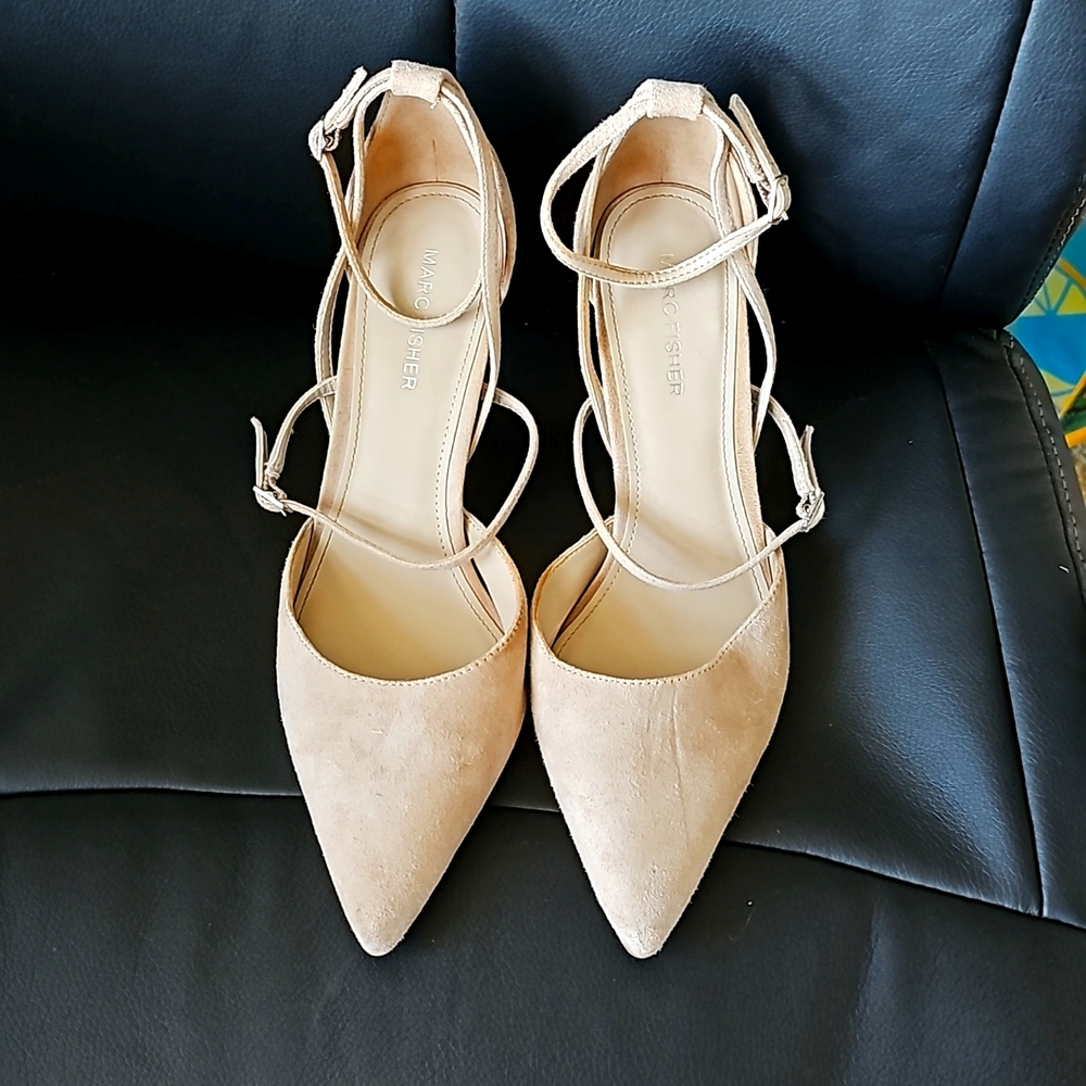 Marc Fisher Beige Suede Strappy Heels